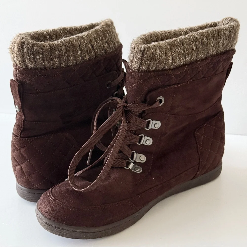 G by GUESS Women's Brown Lace Up Ankle Boots Size 10M